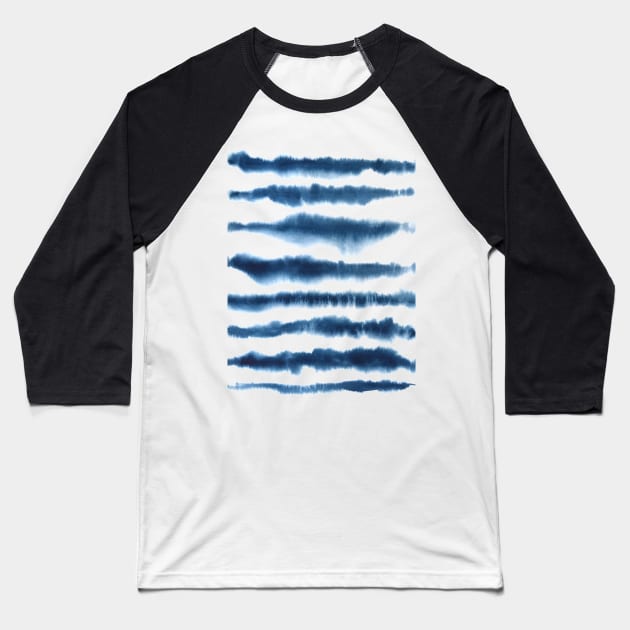 Navy Blue Horizontal Stripes Baseball T-Shirt by foxeyedaisy